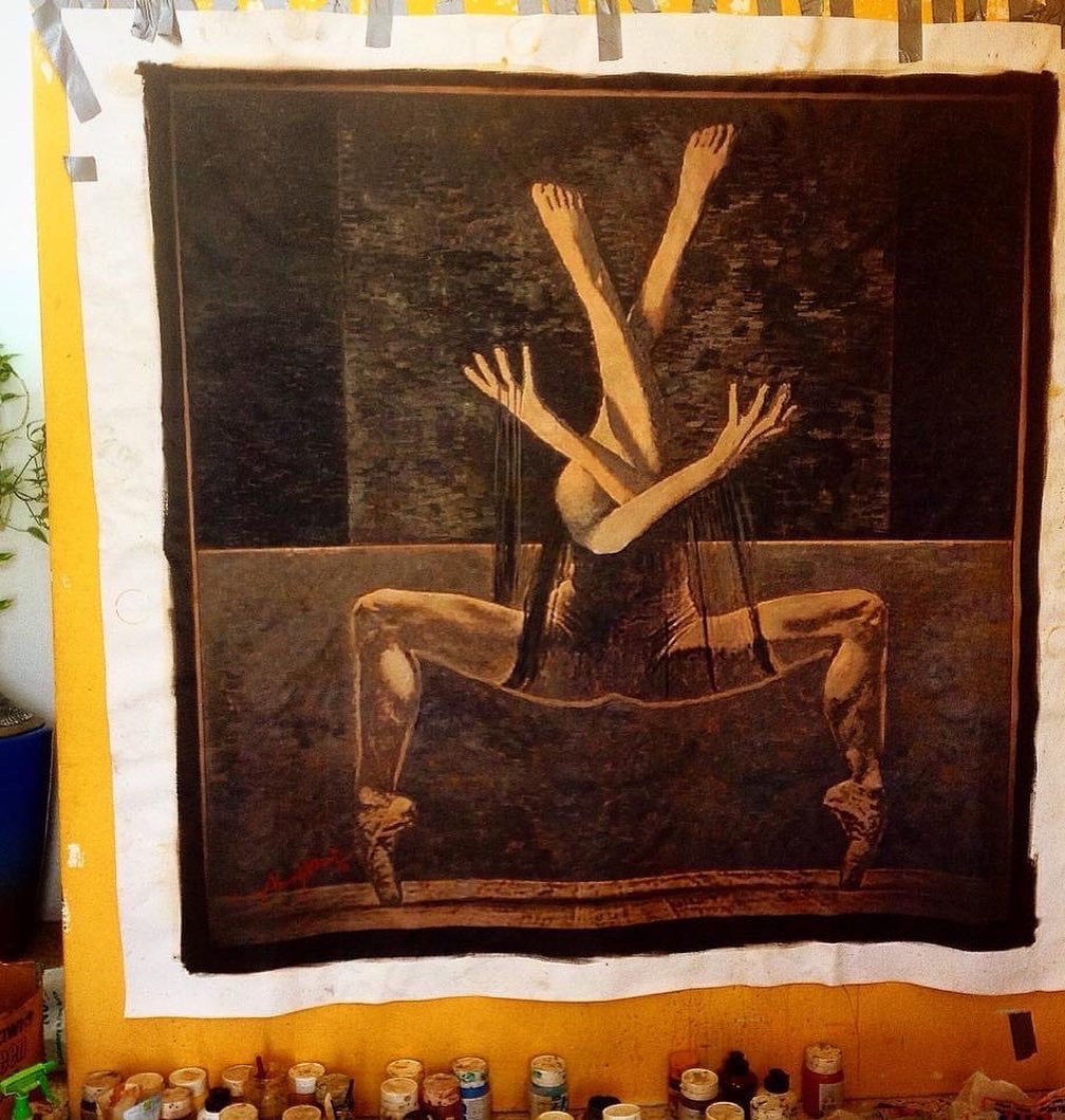 Acrylic Paintings — Dancing Figures & Arabic Calligraphy