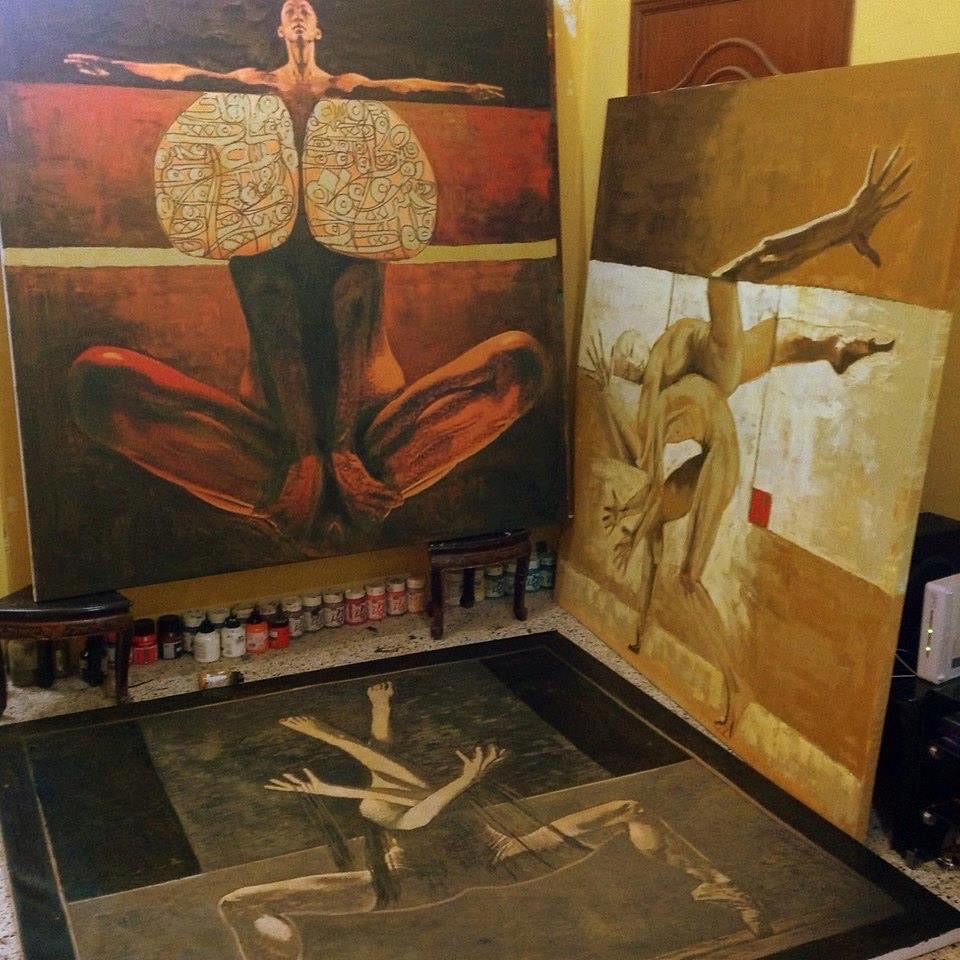 Acrylic Paintings — Dancing Figures & Arabic Calligraphy