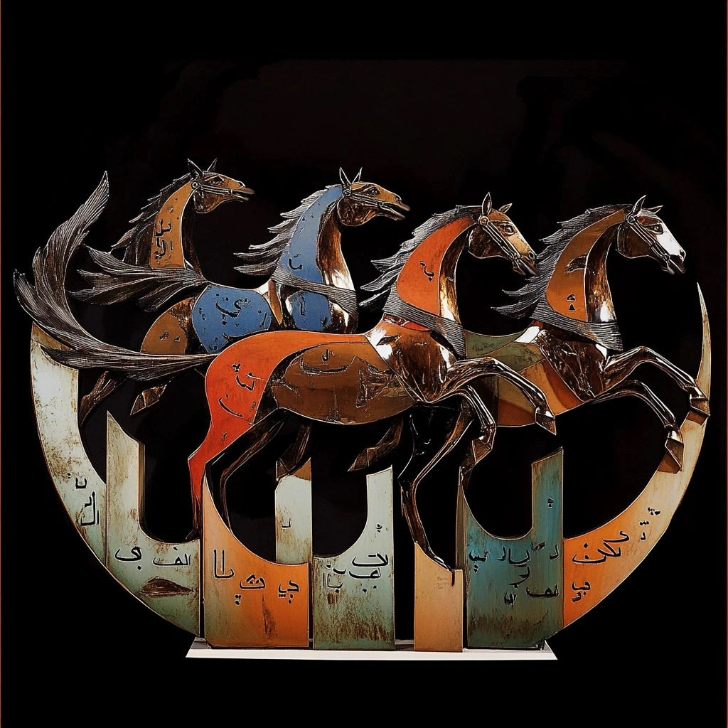 Dancing Horses & Arabic Letters — Sculpture by Ahmed Allawi
