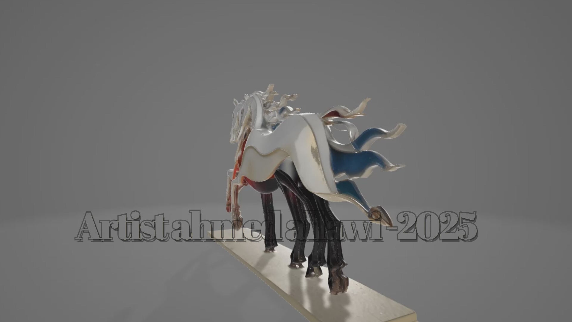 Arabic Letters & The Dancing Horse — Sculpture by Ahmed Allawi