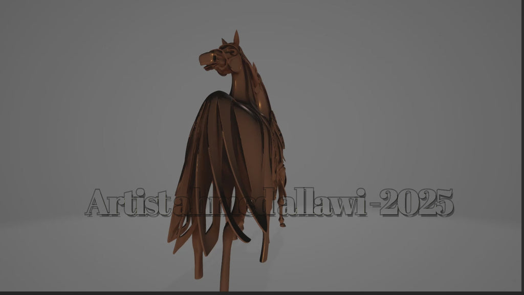 Arabic Letters & The Dancing Horse — Sculpture by Ahmed Allawi